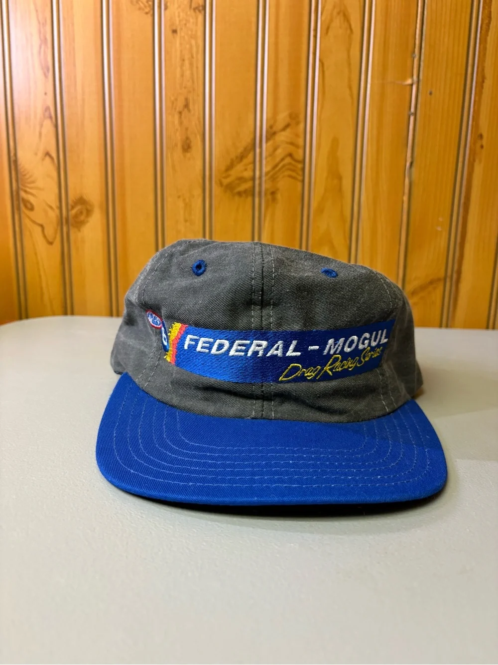 Blue and Charcoal Vintage Strapback Cap